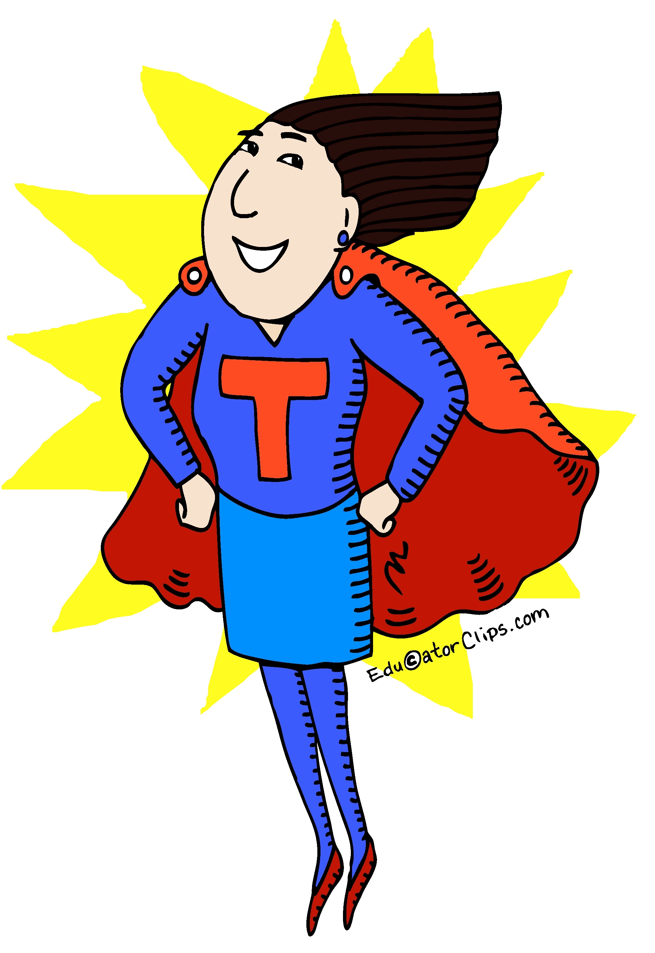 Super Teacher 1 Clip Art by Mark A Hicks B&W