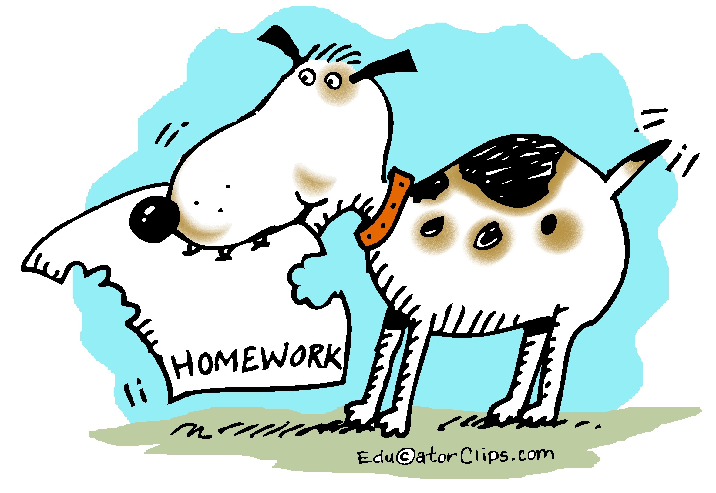 dog eating homework clipart